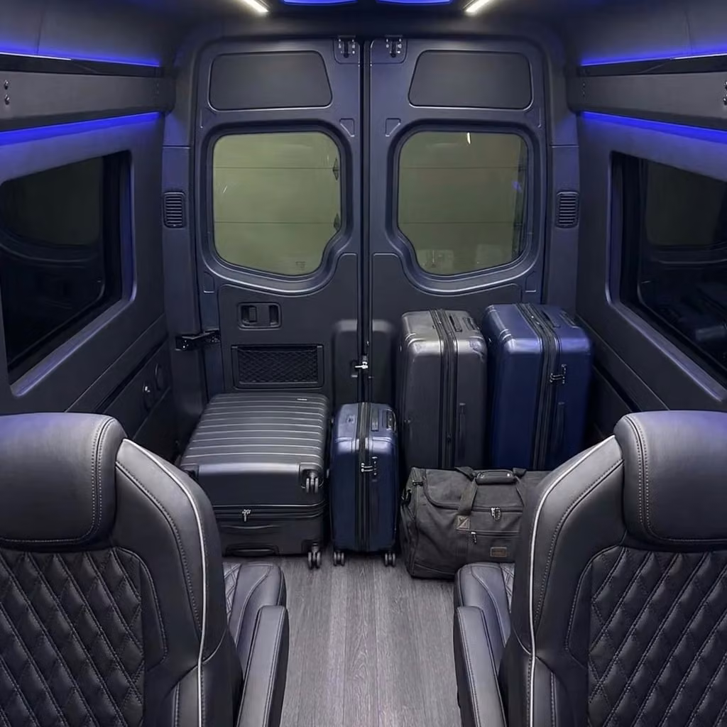 stanton sprinter van rental with driver luggage area